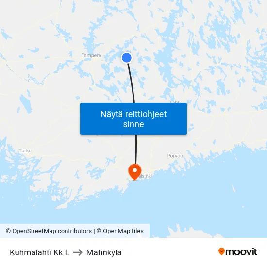 Kuhmalahti Kk L to Matinkylä map
