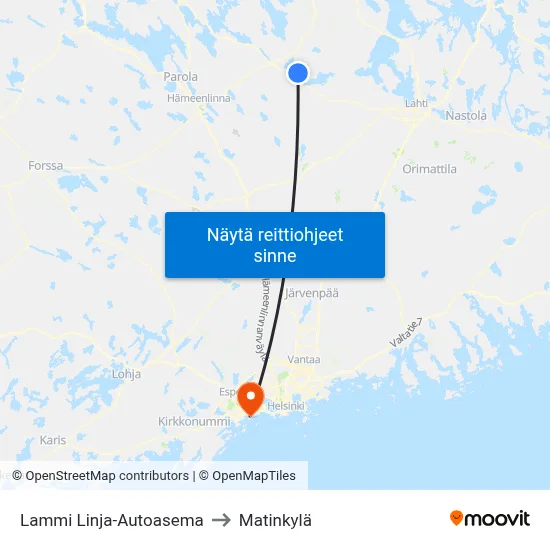 Lammi Linja-Autoasema to Matinkylä map