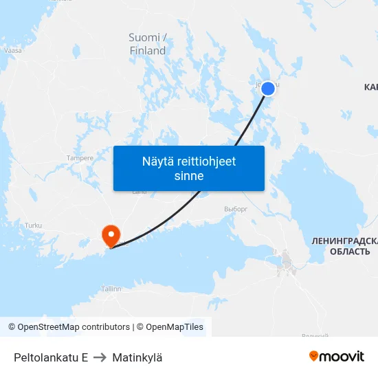 Peltolankatu E to Matinkylä map