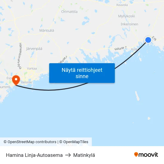 Hamina Linja-Autoasema to Matinkylä map