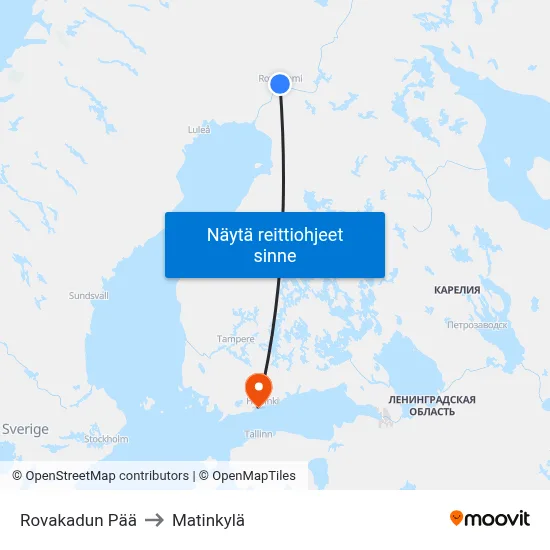Rovakadun Pää to Matinkylä map