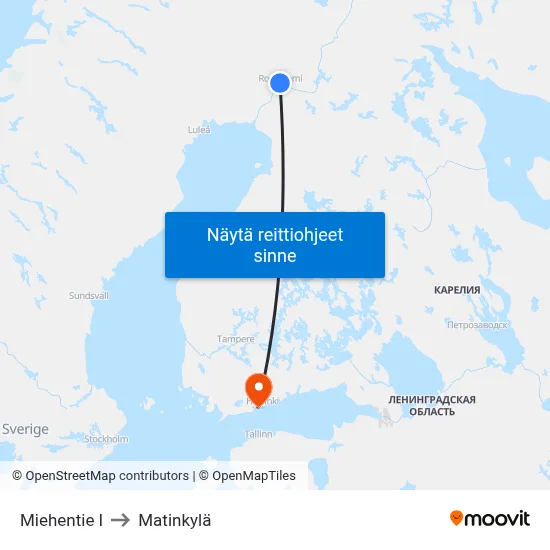 Miehentie I to Matinkylä map