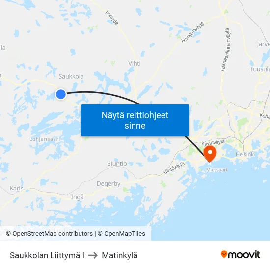 Saukkolan Liittymä I to Matinkylä map