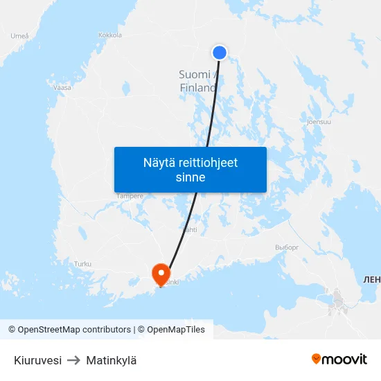 Kiuruvesi to Matinkylä map