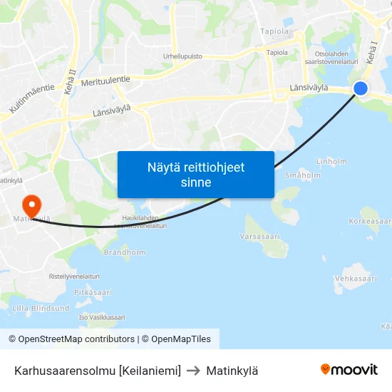 Karhusaarensolmu [Keilaniemi] to Matinkylä map