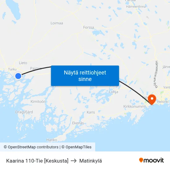 Kaarina 110-Tie [Keskusta] to Matinkylä map
