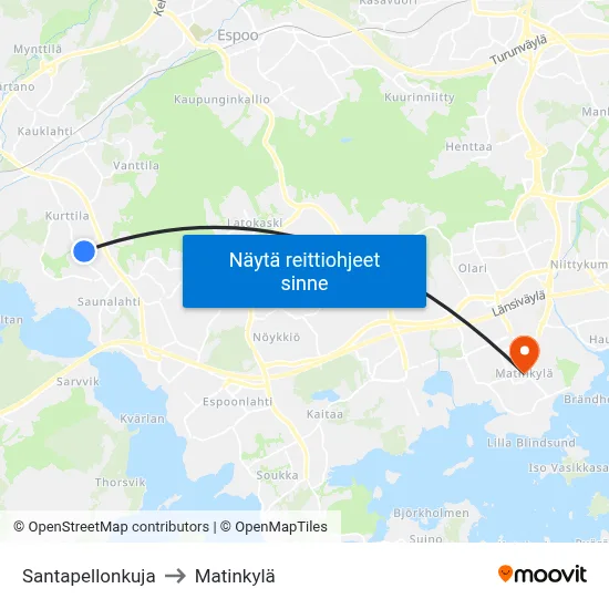 Santapellonkuja to Matinkylä map