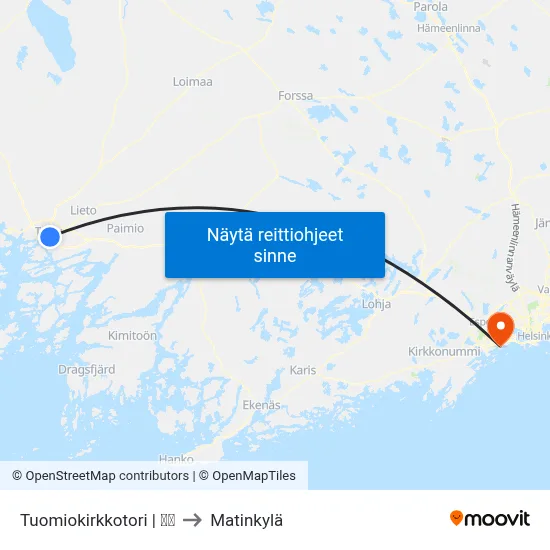 Tuomiokirkkotori | 🌳🍽 to Matinkylä map