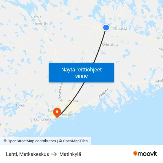 Lahti, Matkakeskus to Matinkylä map