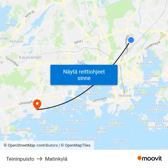 Teininpuisto to Matinkylä map