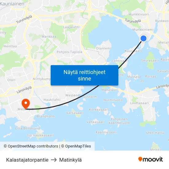 Kalastajatorpantie to Matinkylä map