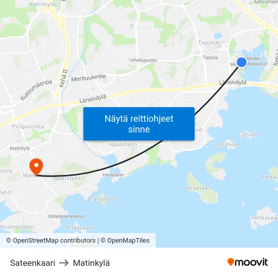 Sateenkaari to Matinkylä map