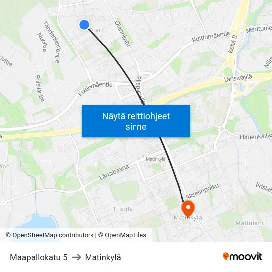 Maapallokatu 5 to Matinkylä map