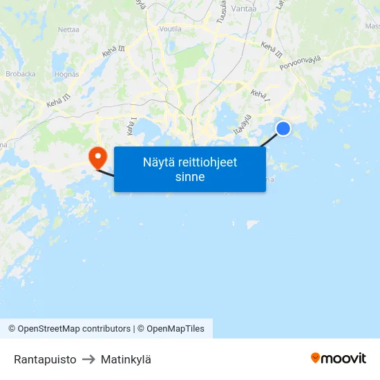 Rantapuisto to Matinkylä map