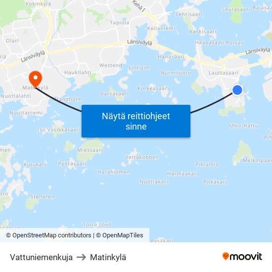 Vattuniemenkuja to Matinkylä map