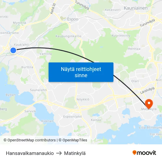 Hansavalkamanaukio to Matinkylä map