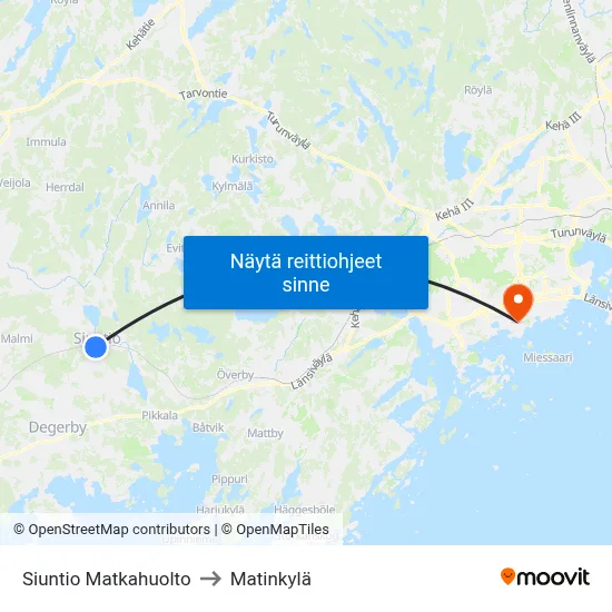 Siuntio Matkahuolto to Matinkylä map