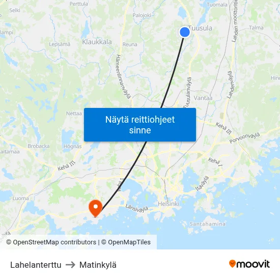 Lahelanterttu to Matinkylä map