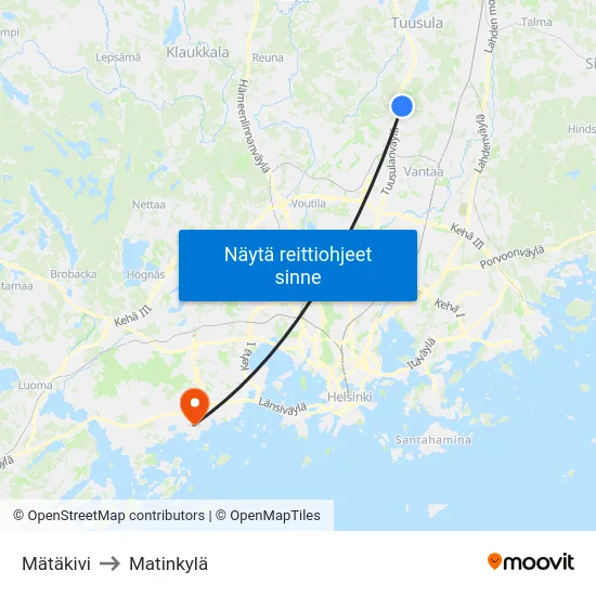 Mätäkivi to Matinkylä map