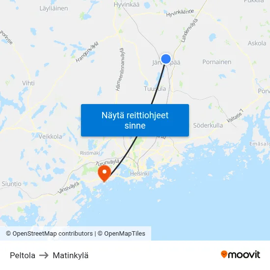 Peltola to Matinkylä map