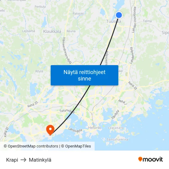 Krapi to Matinkylä map