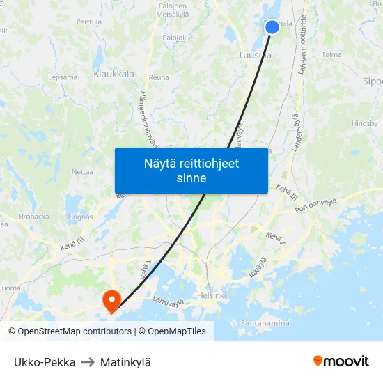 Ukko-Pekka to Matinkylä map