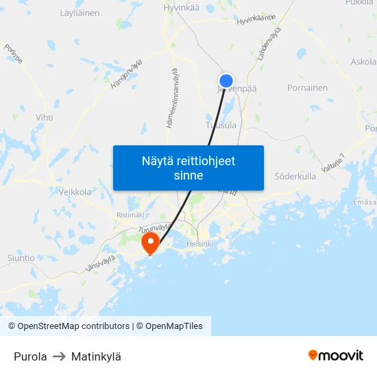 Purola to Matinkylä map