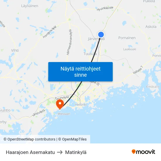 Haarajoen Asemakatu to Matinkylä map