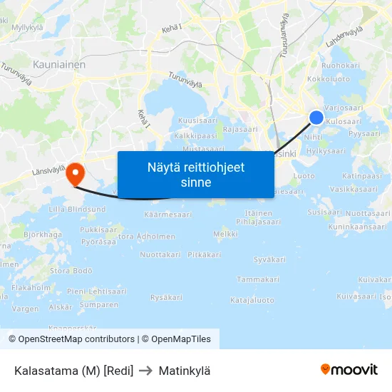 Kalasatama (M) [Redi] to Matinkylä map