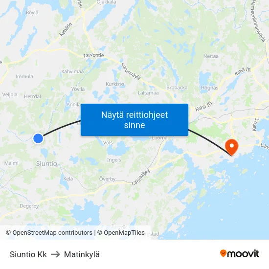 Siuntio Kk to Matinkylä map