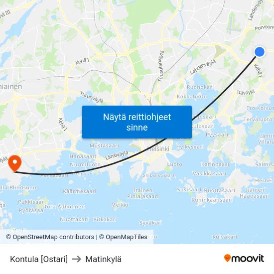 Kontula [Ostari] to Matinkylä map