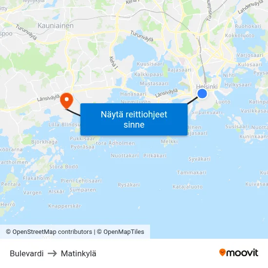 Bulevardi to Matinkylä map