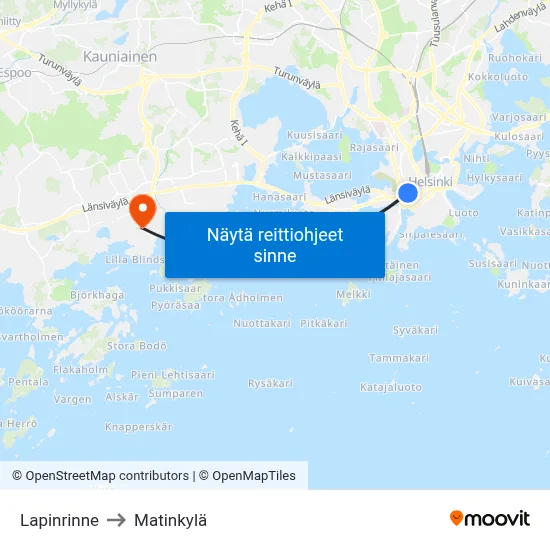 Lapinrinne to Matinkylä map