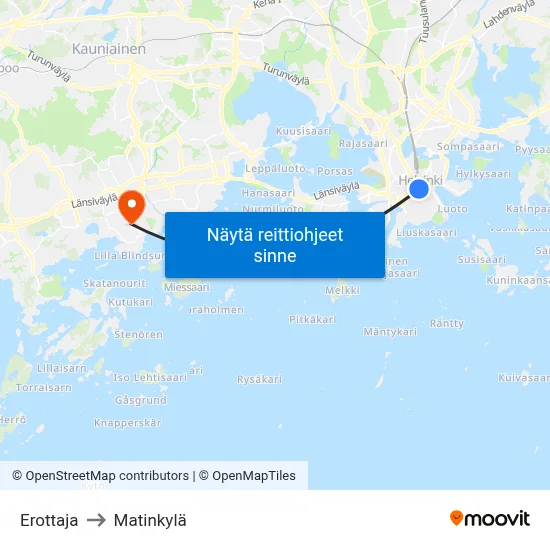 Erottaja to Matinkylä map