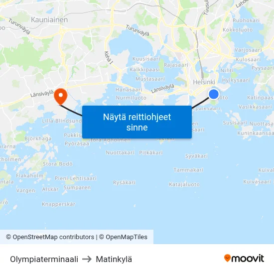 Olympiaterminaali to Matinkylä map