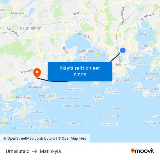 Urheilutalo to Matinkylä map