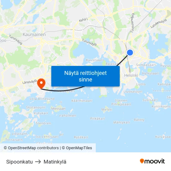Sipoonkatu to Matinkylä map