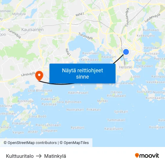 Kulttuuritalo to Matinkylä map
