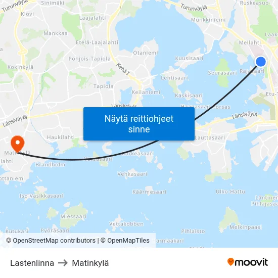 Lastenlinna to Matinkylä map