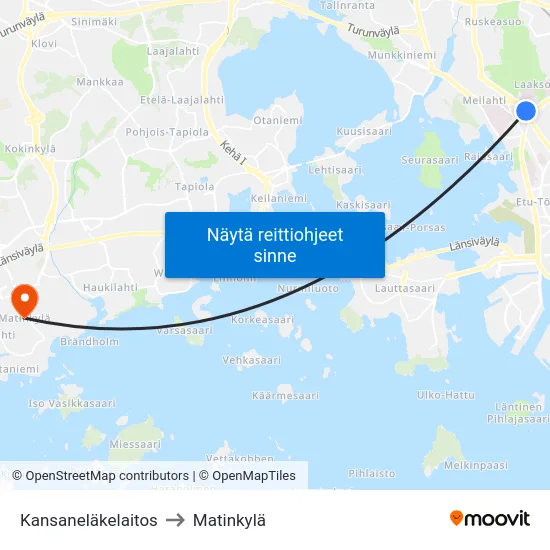Kansaneläkelaitos to Matinkylä map
