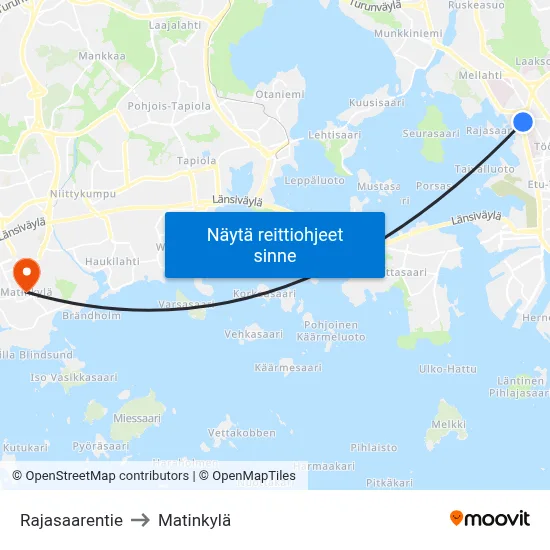Rajasaarentie to Matinkylä map