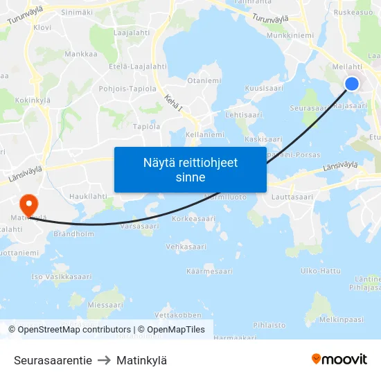 Seurasaarentie to Matinkylä map