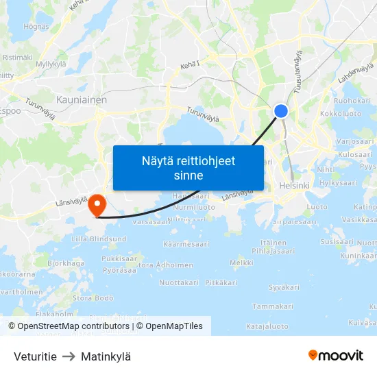Veturitie [Veikkaus-Areena] to Matinkylä map