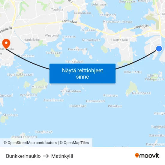 Bunkkerinaukio to Matinkylä map