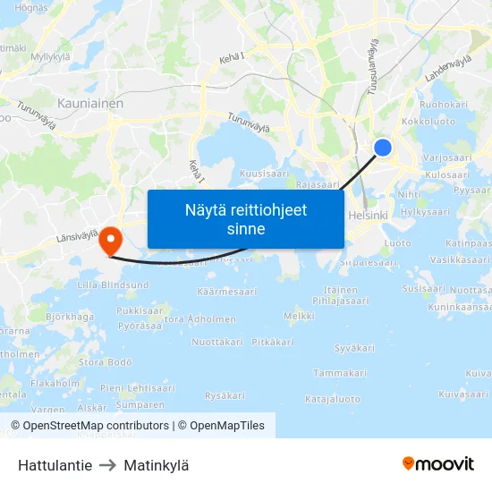 Hattulantie to Matinkylä map
