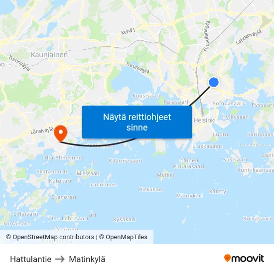 Hattulantie to Matinkylä map