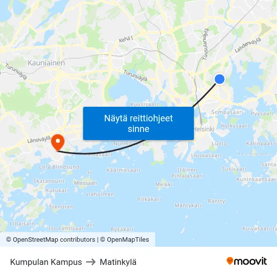 Kumpulan Kampus to Matinkylä map