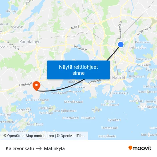 Kalervonkatu to Matinkylä map