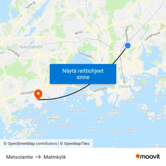 Metsolantie to Matinkylä map