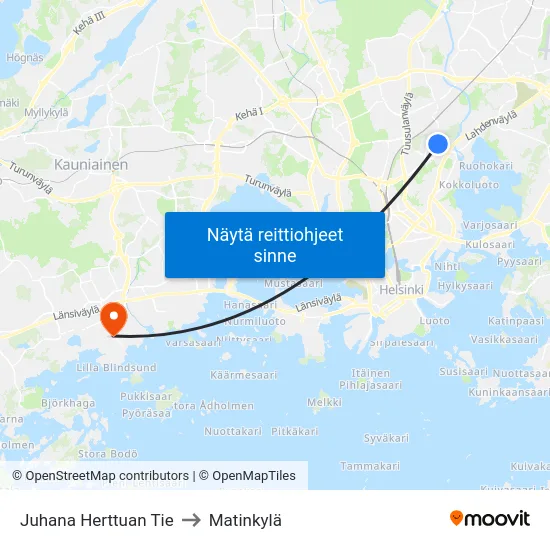 Juhana Herttuan Tie to Matinkylä map